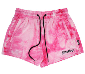 tie dye velvet shorties in hot pink