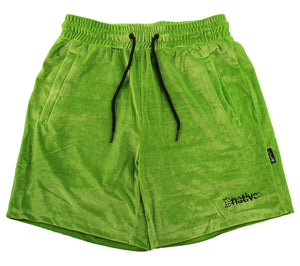 velvet shorts in avocado