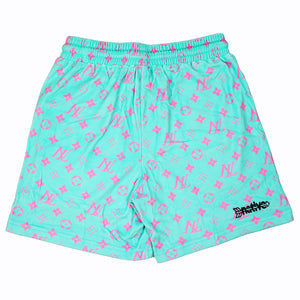 nl velour shorts in south beach (aqua)