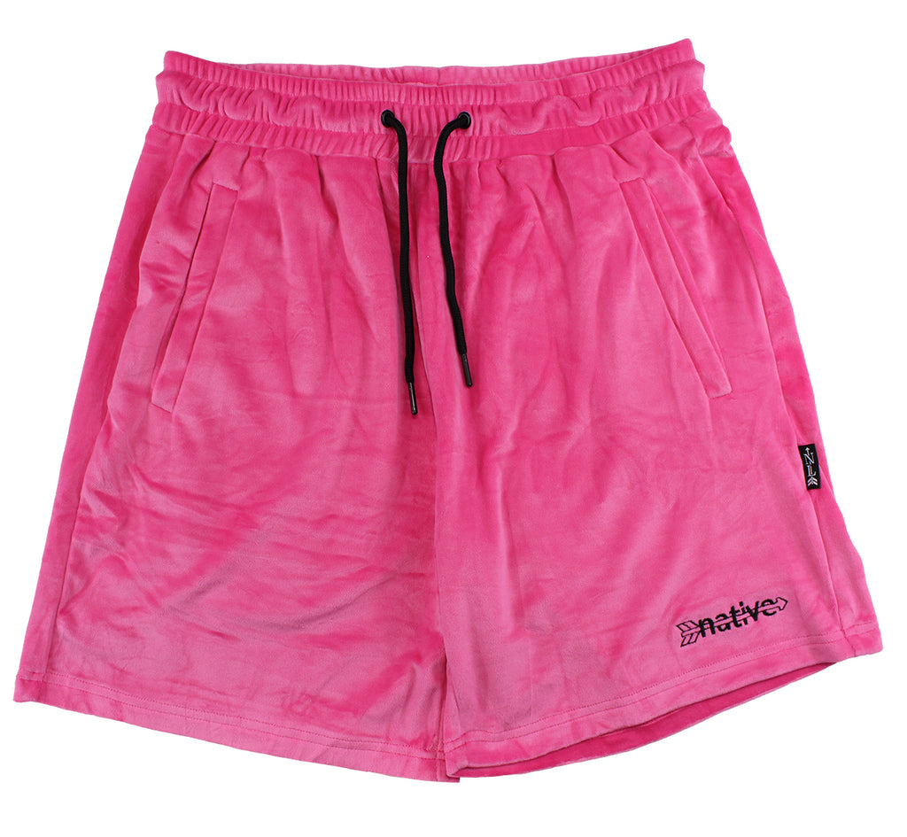 velour shorts in hot pink