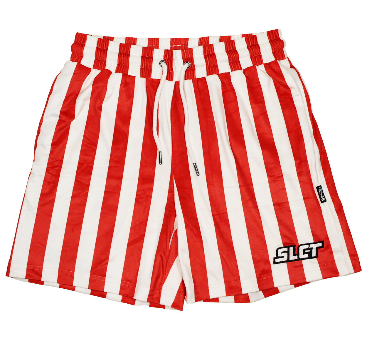 striped velour shorts in red/white with slct stock