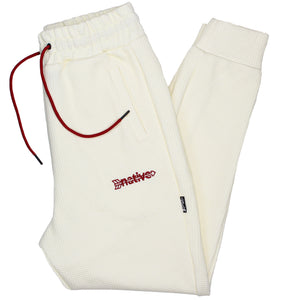 waffle joggers in cream/crimson