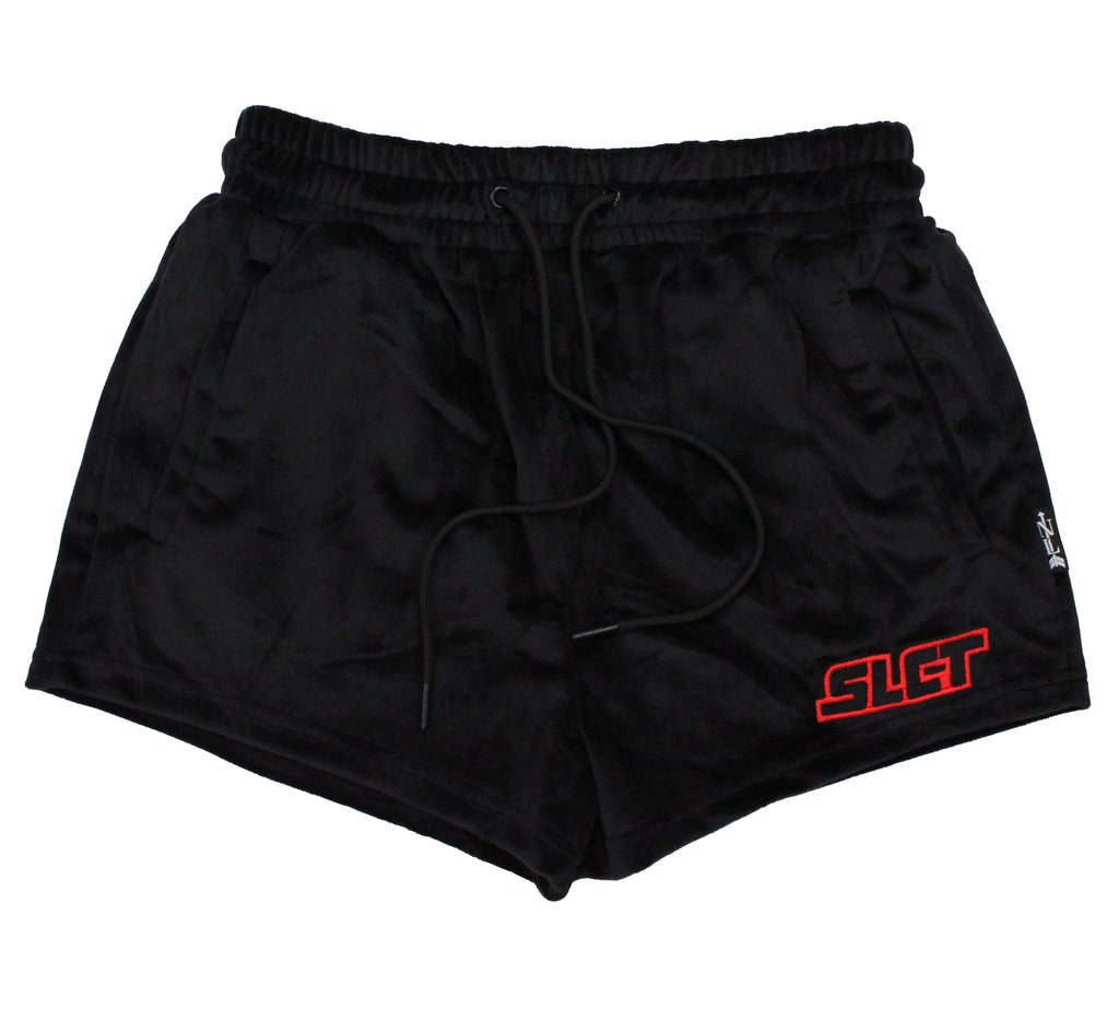 velour shorties in black w/ slct stock