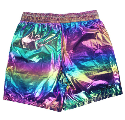 iridescent shorts in purple