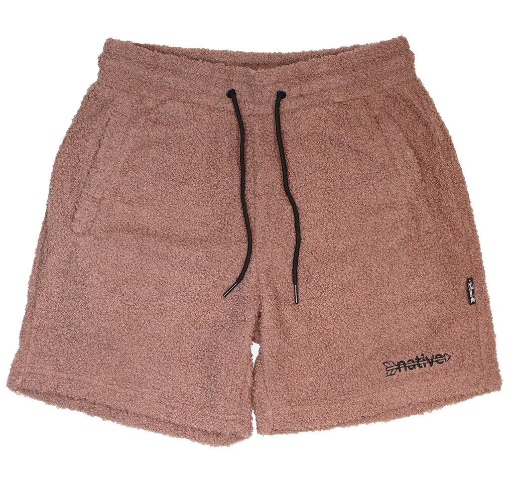 sherpa shorts in mauve taupe