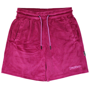 velour shorts in orchid