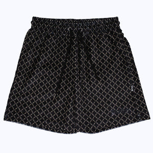 chain linked nl velour shorts in black/cream