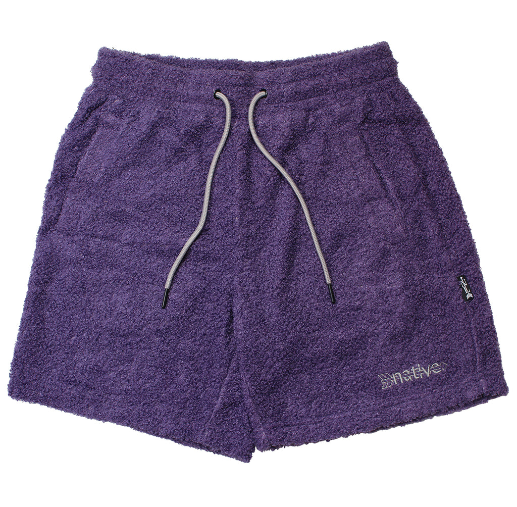 sherpa shorts in midnight purple