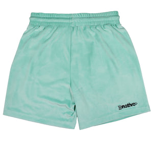 velour shorts in aqua