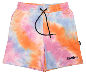 tie dye french terry sweat shorts in sunset