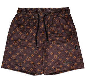 nl velour shorts in brown/gold