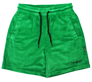 velour shorts in emerald