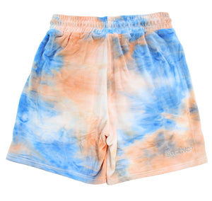 tie dye velour shorts in hurricane