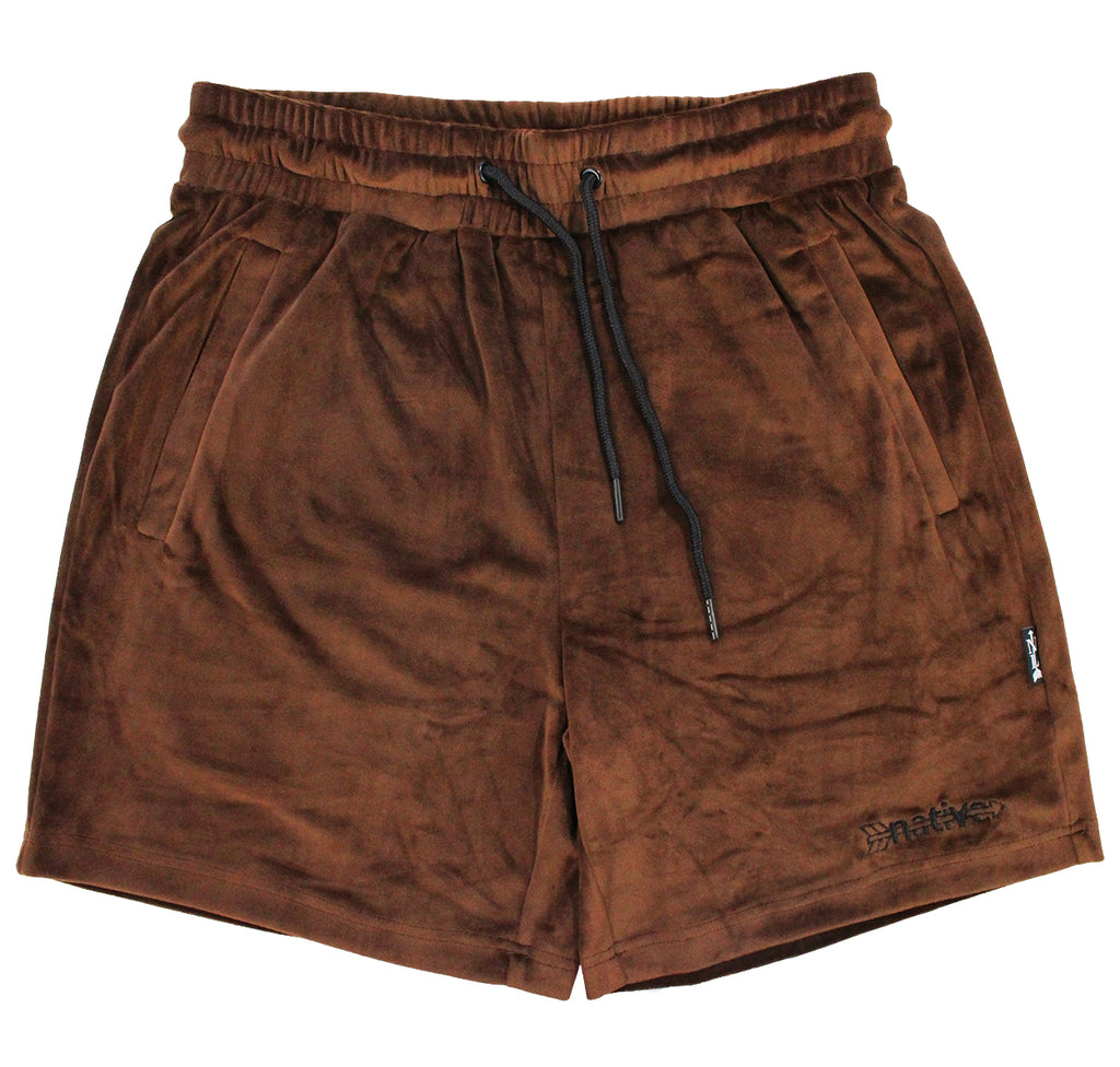 velour shorts in chocolate