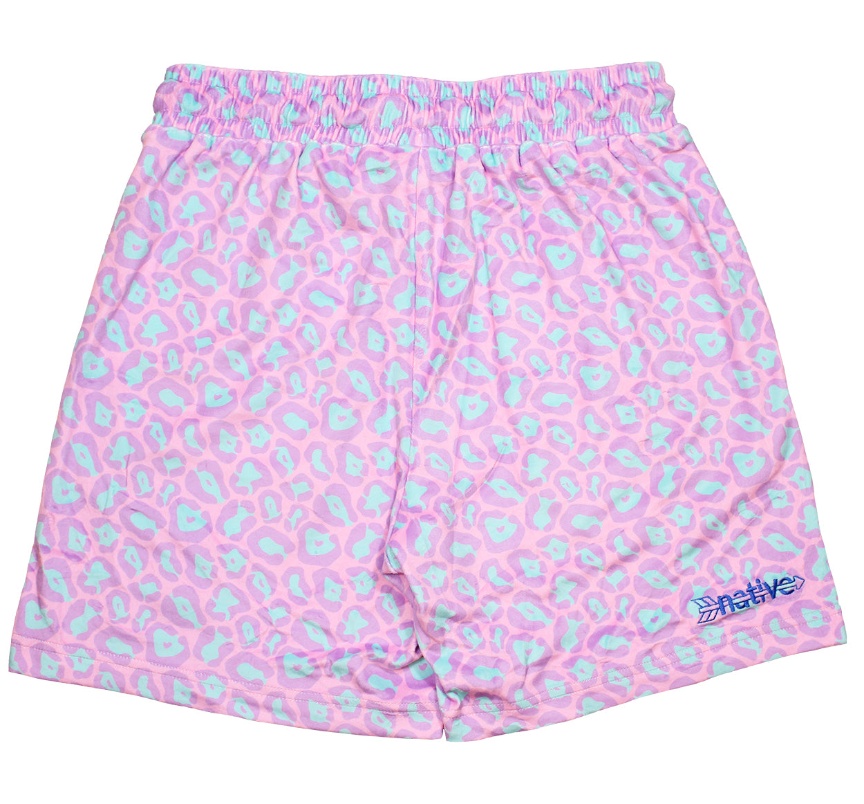 leopard velour shorts in bubblegum/lavender/ice blue