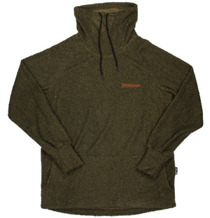 sherpa pullover funnel neck in army green