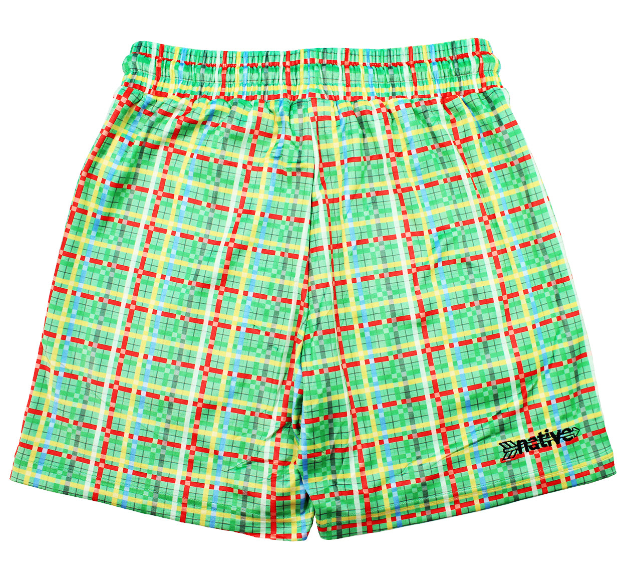 plaid velour shorts in green
