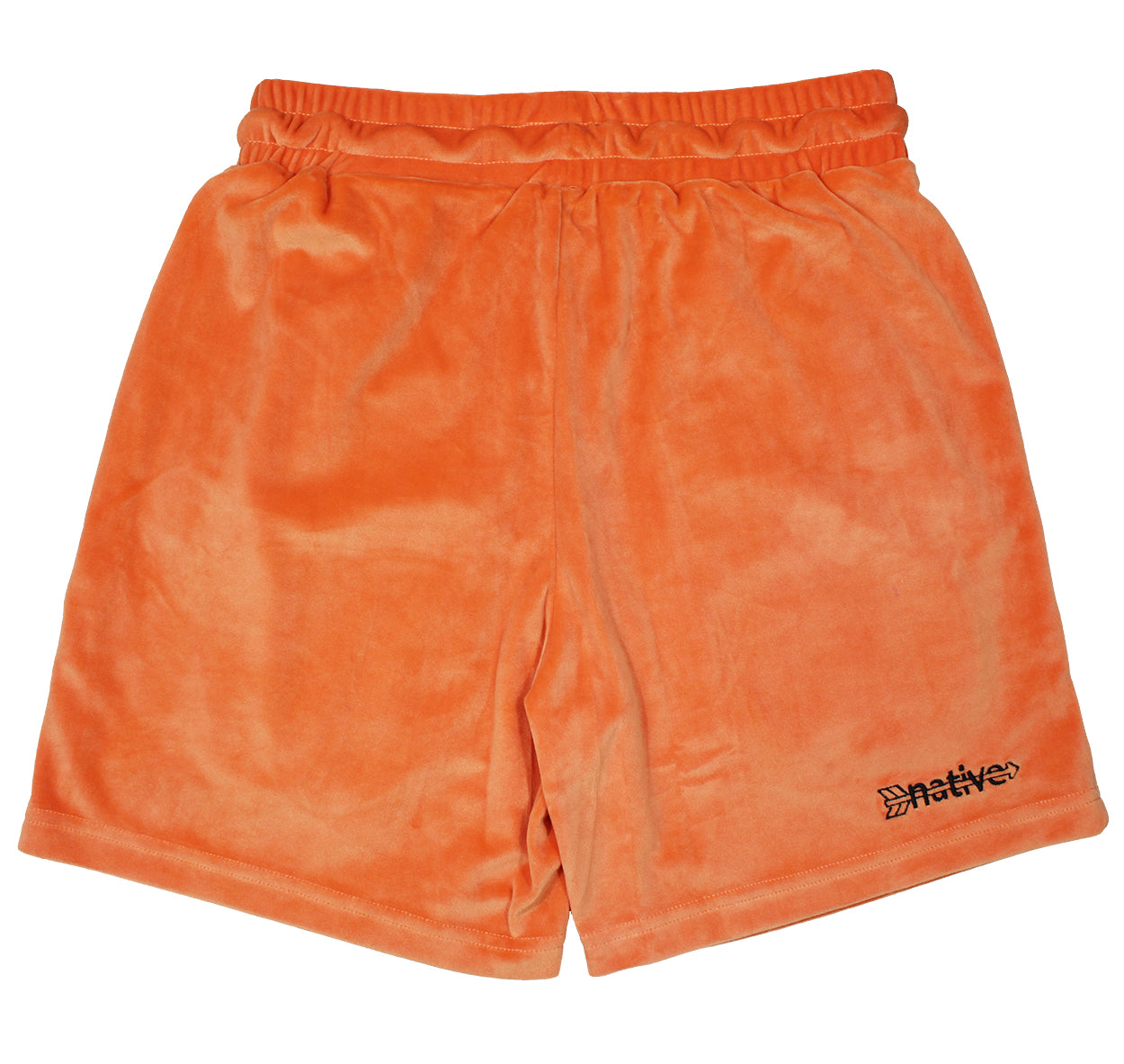 velour shorts in pumpkin