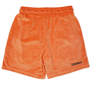 velour shorts in pumpkin