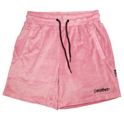 velour shorts in dusty rose