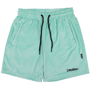 velour shorts in aqua