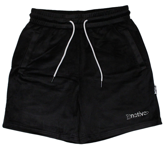 velour shorts in black/silver