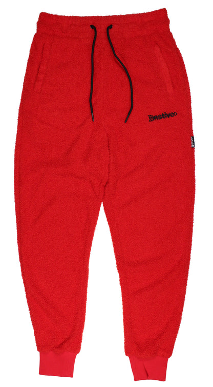 sherpa joggers in red