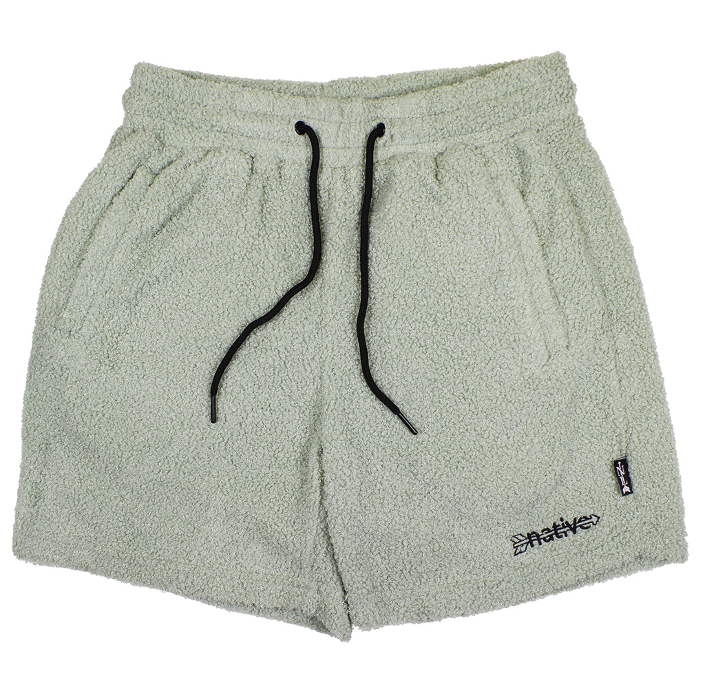 sherpa shorts in seafoam