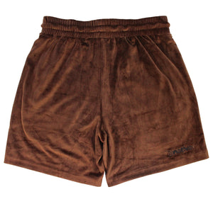 velour shorts in chocolate