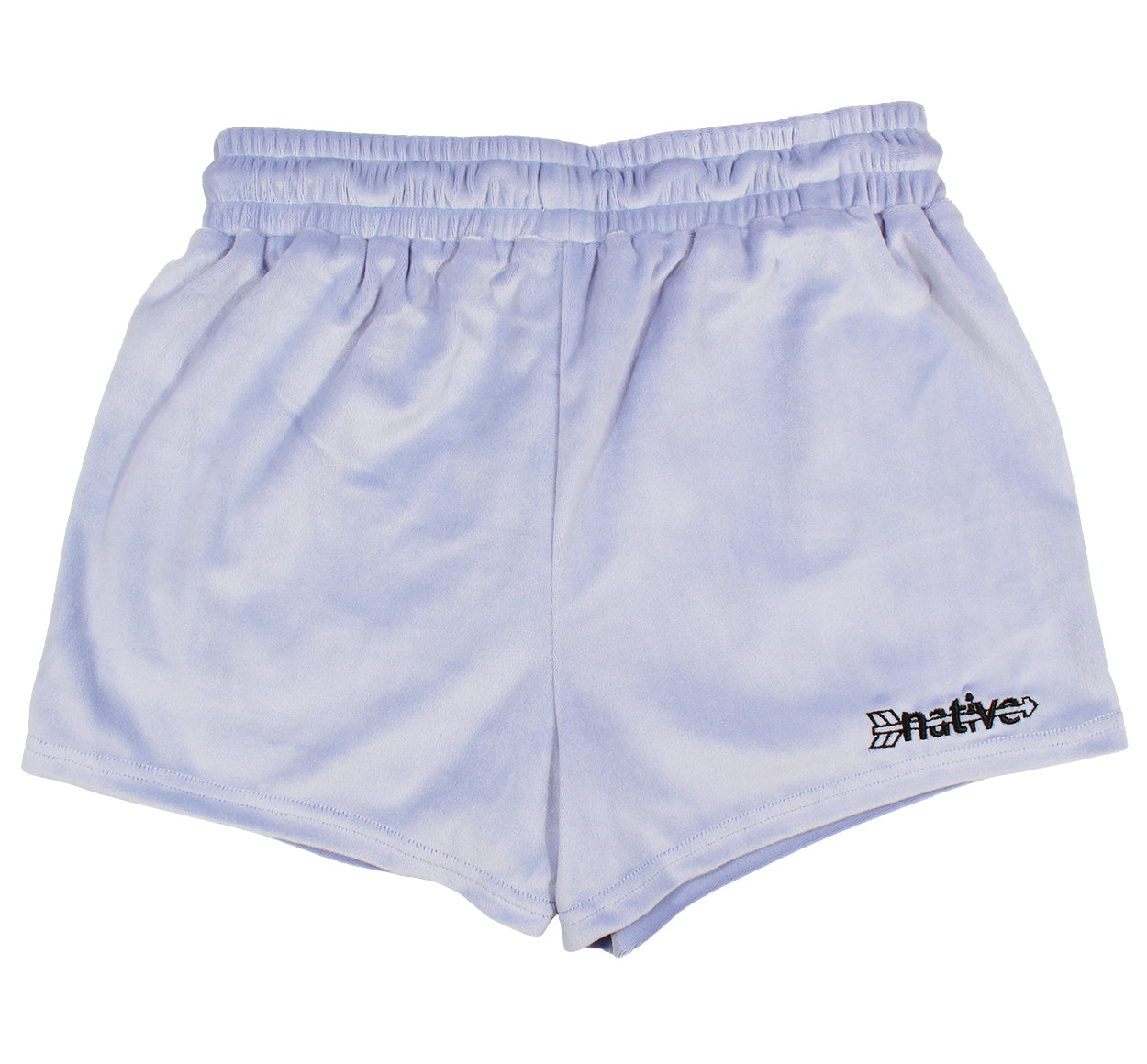 velour shorties in sky blue