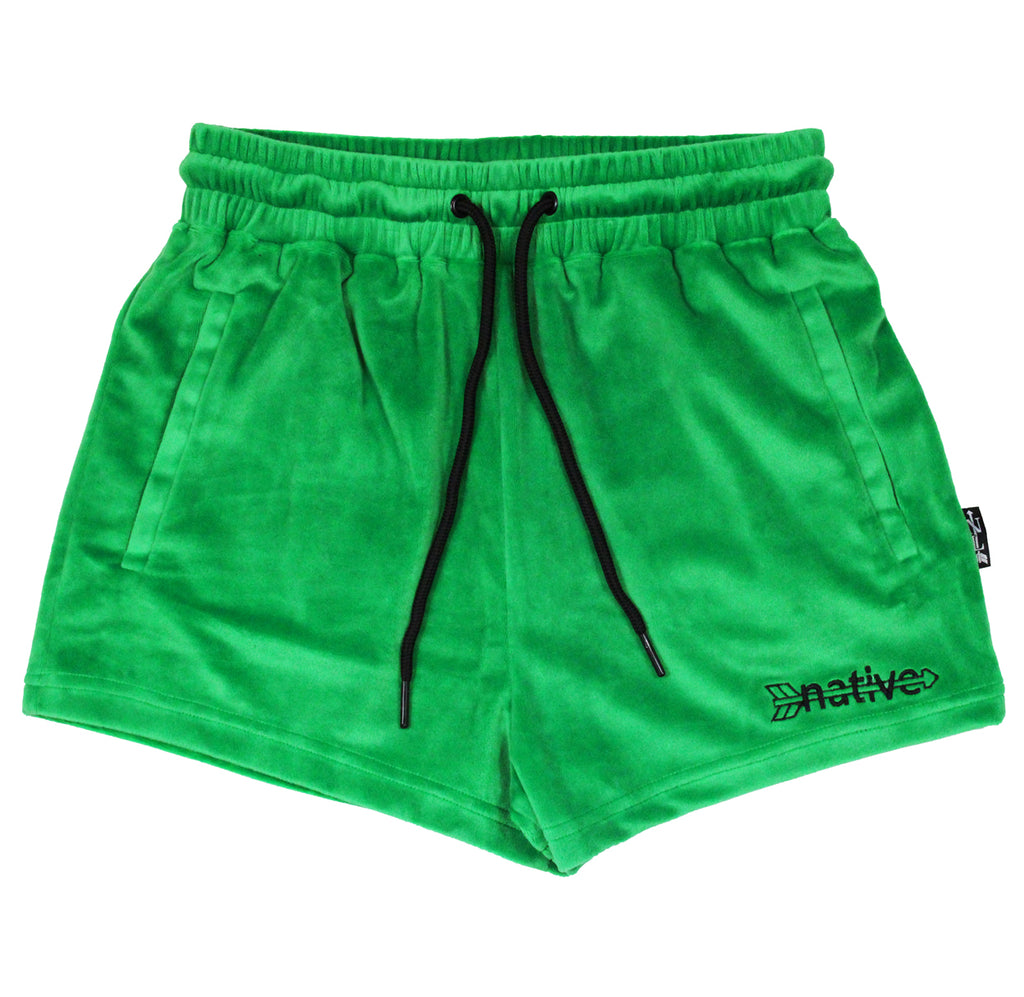 velour shorties in emerald