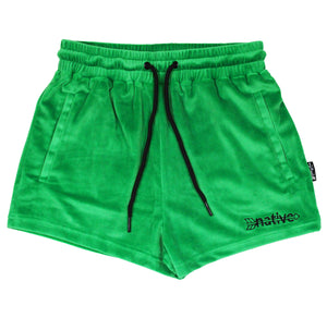 velour shorties in emerald