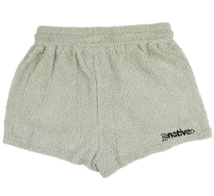 sherpa shorties in seafoam
