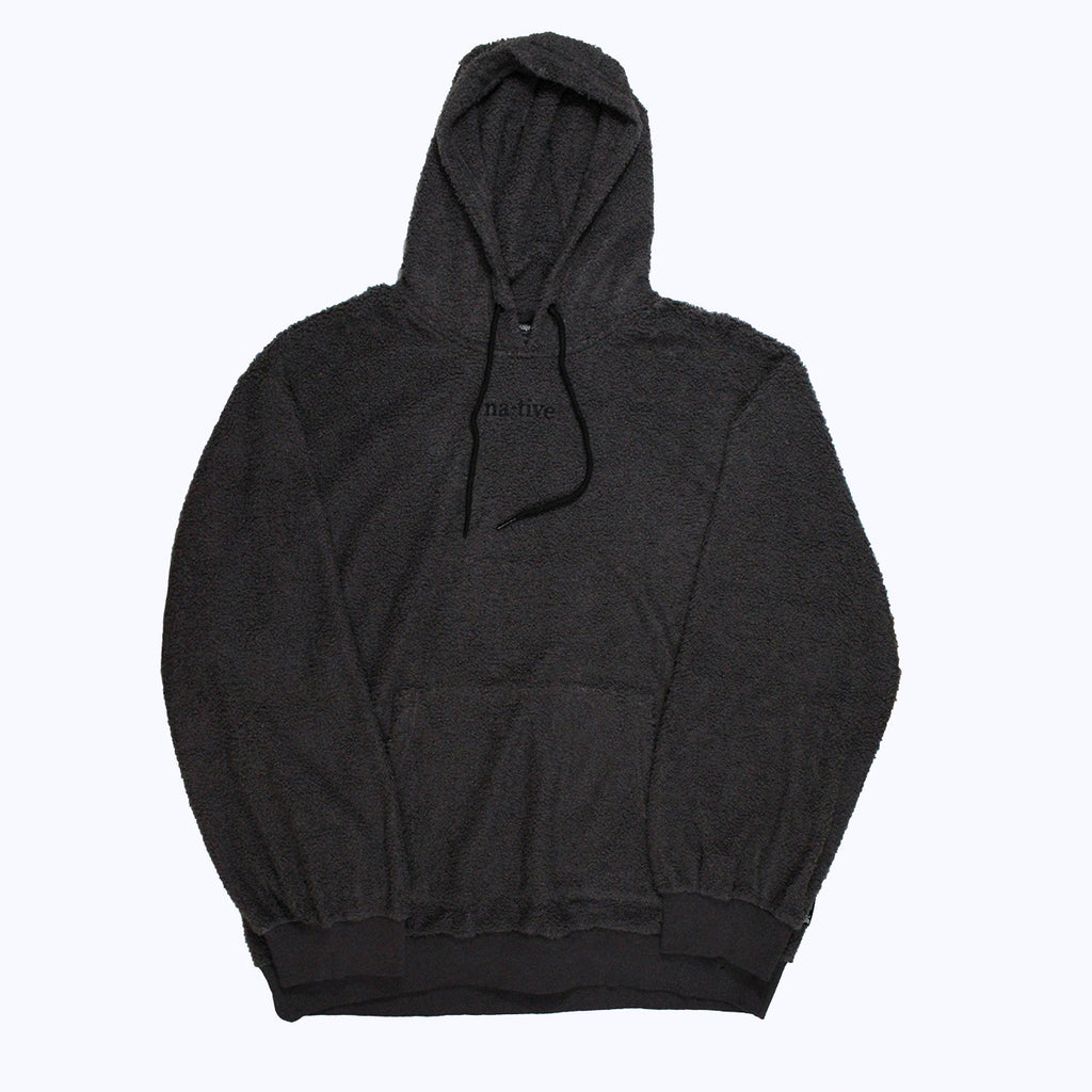 oversized sherpa hoodie in charcoal