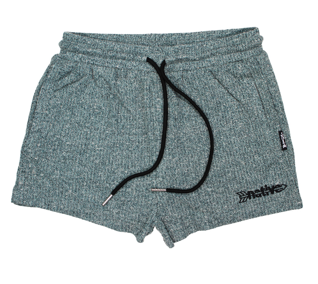 corduroy knit shorties in aquamarine