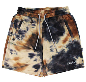 tie dye velour shorts in gaia
