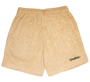 sherpa shorts in khaki
