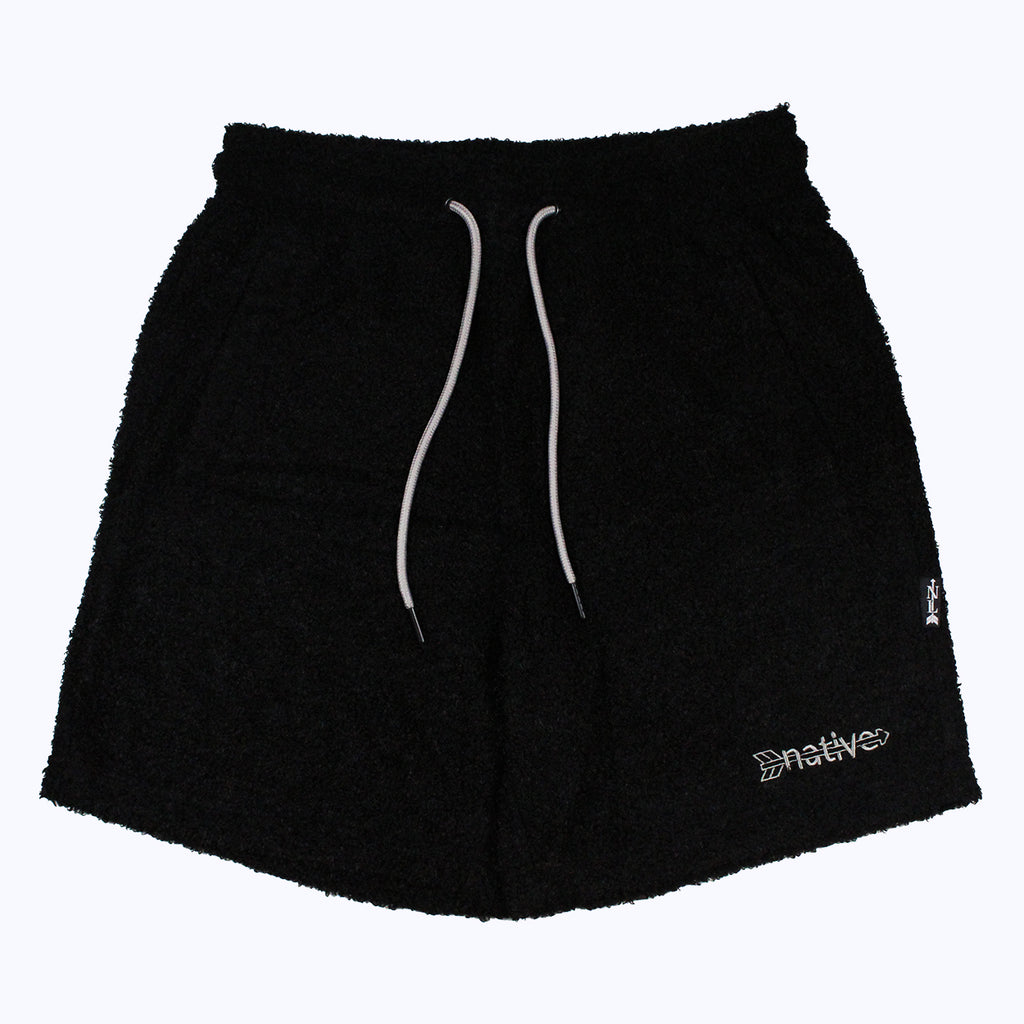 sherpa shorts in black/silver