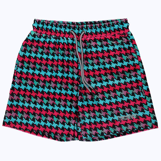 houndstooth velour shorts in south beach (black)