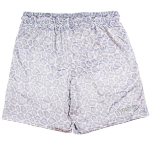 leopard velour shorts in light gray