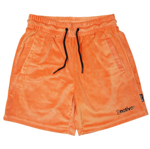 velour shorts in pumpkin