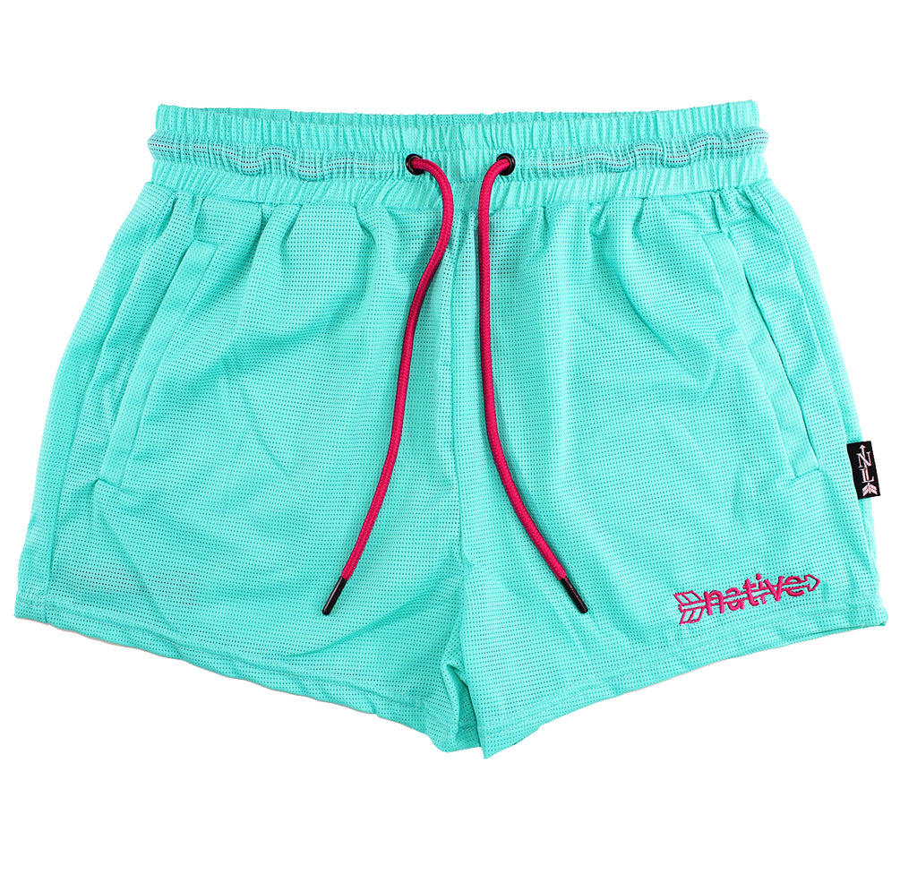mesh shorties in south beach (aqua)