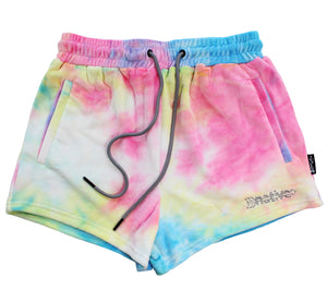 tie dye velour shorties in carnival