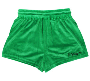 velour shorties in emerald