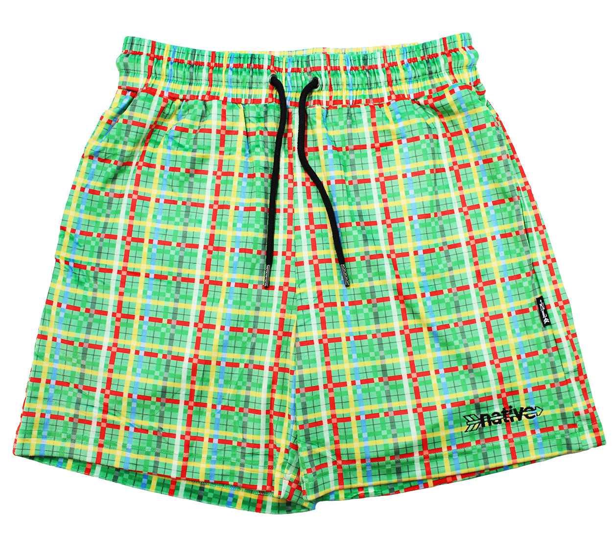 plaid velour shorts in green