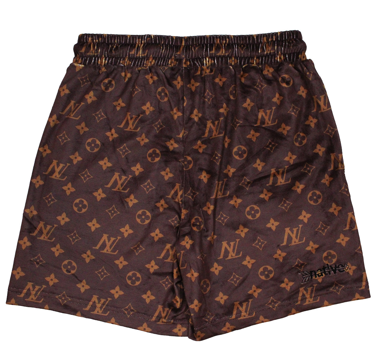 nl velour shorts in brown/gold