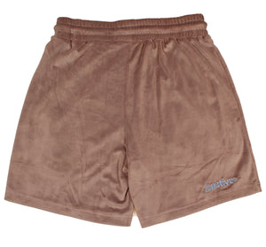 velour shorts in cocoa butter/sky blue