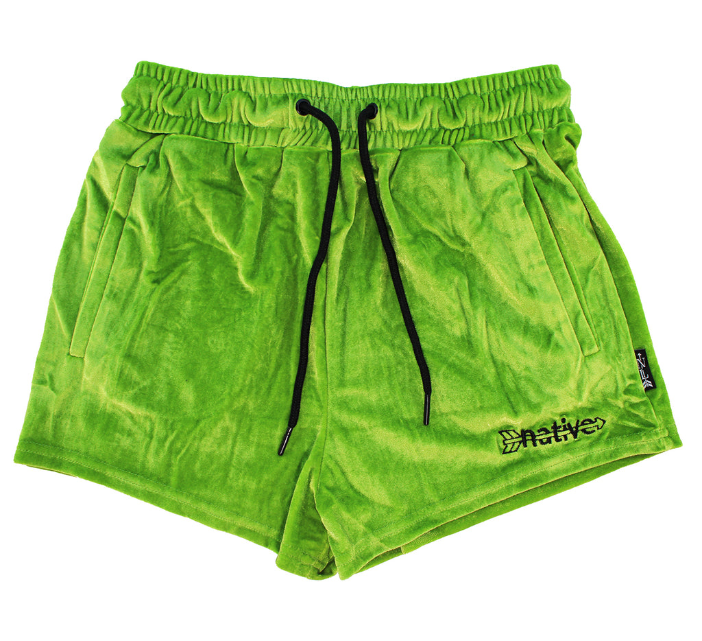velvet shorties in avocado