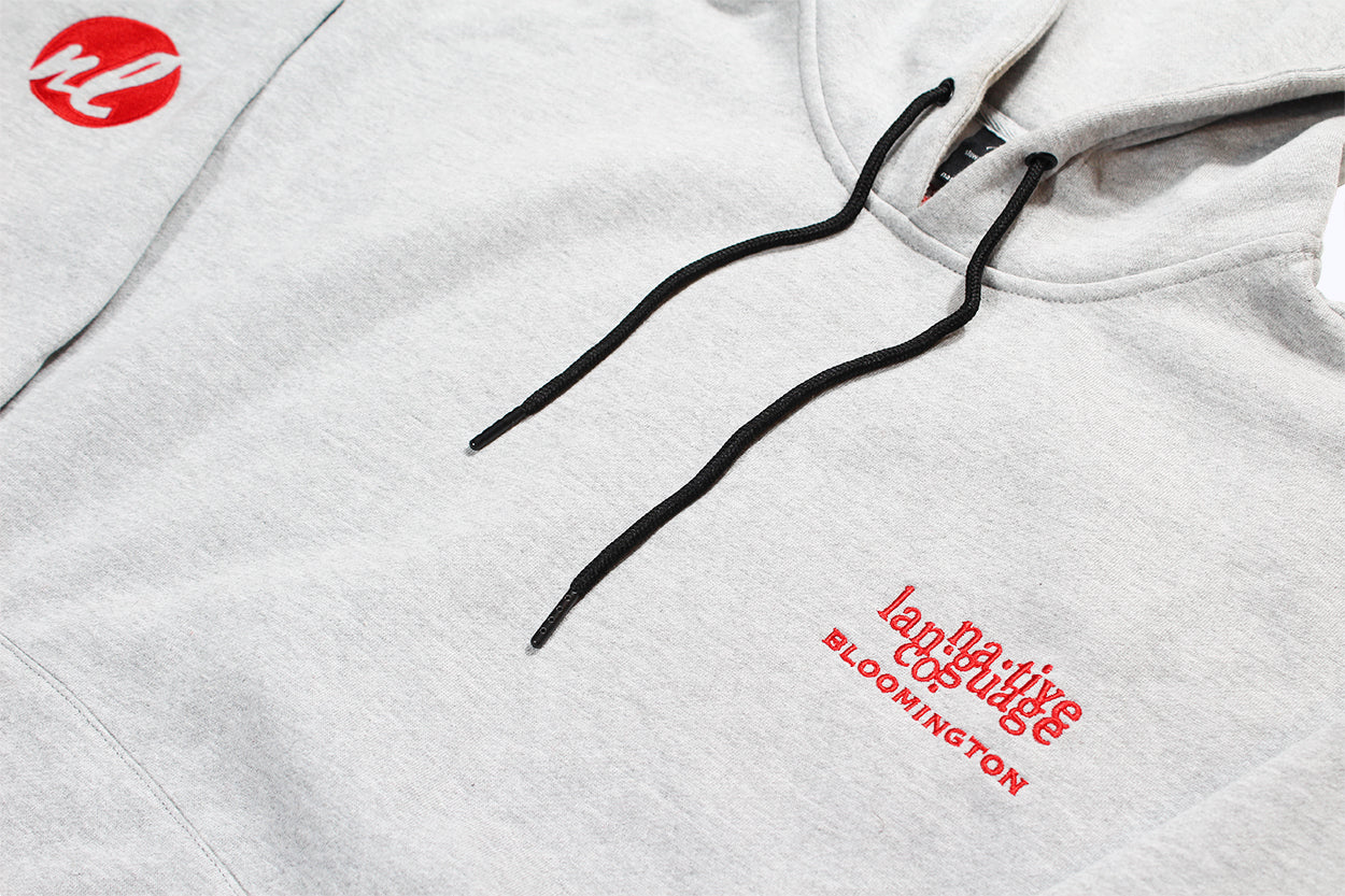oversized bloomington hoodie in heather gray/red