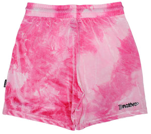 tie dye velvet shorts in pink
